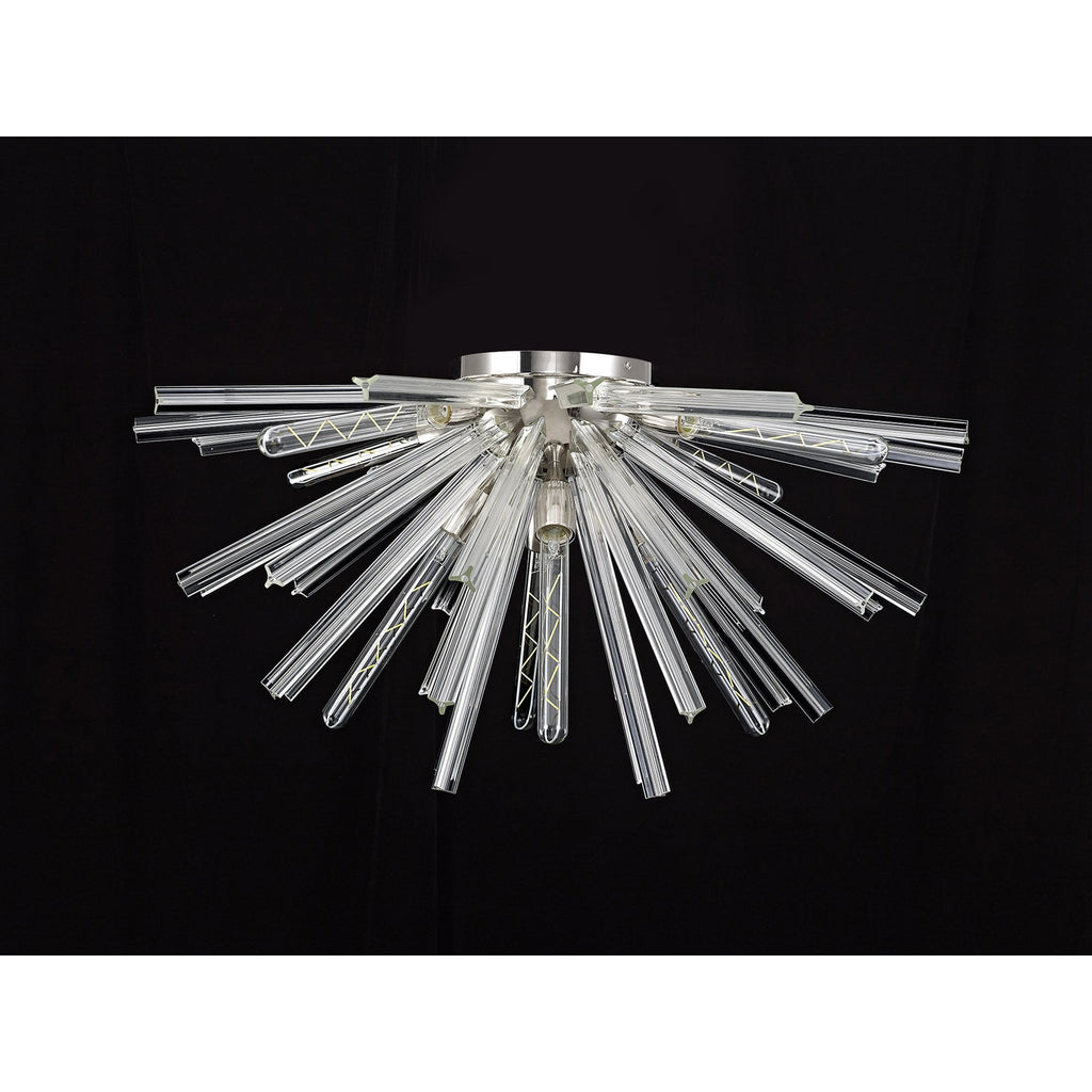 NL85039 Clover 8 Light Semi Flush Polished Nickel / Clear Glass