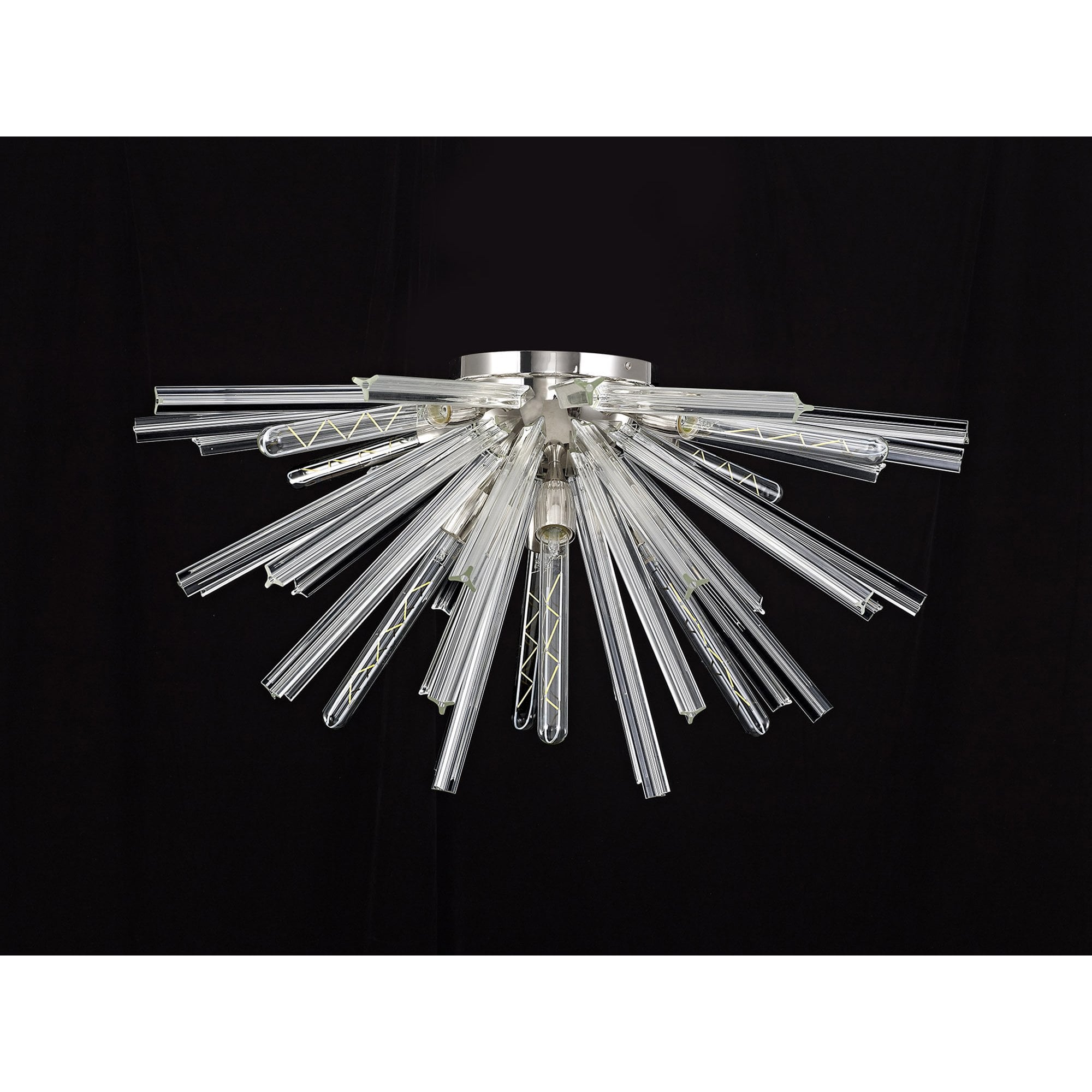 NL85039 Clover 8 Light Semi Flush Polished Nickel / Clear Glass