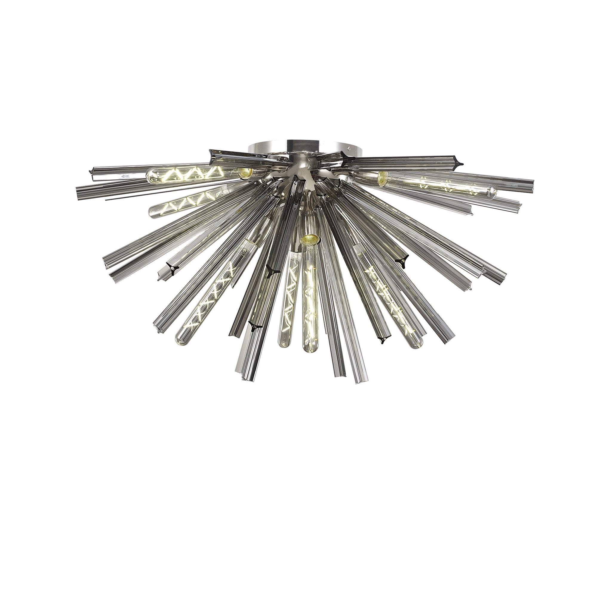 NL85049 Clover 8 Light Semi Flush Polished Nickel / Smoke Glass