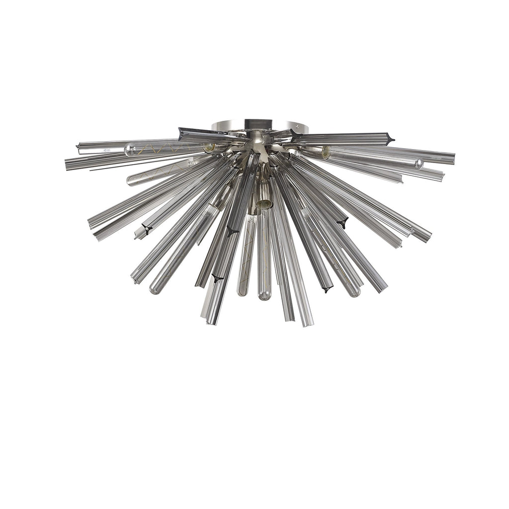 NL85049 Clover 8 Light Semi Flush Polished Nickel / Smoke Glass