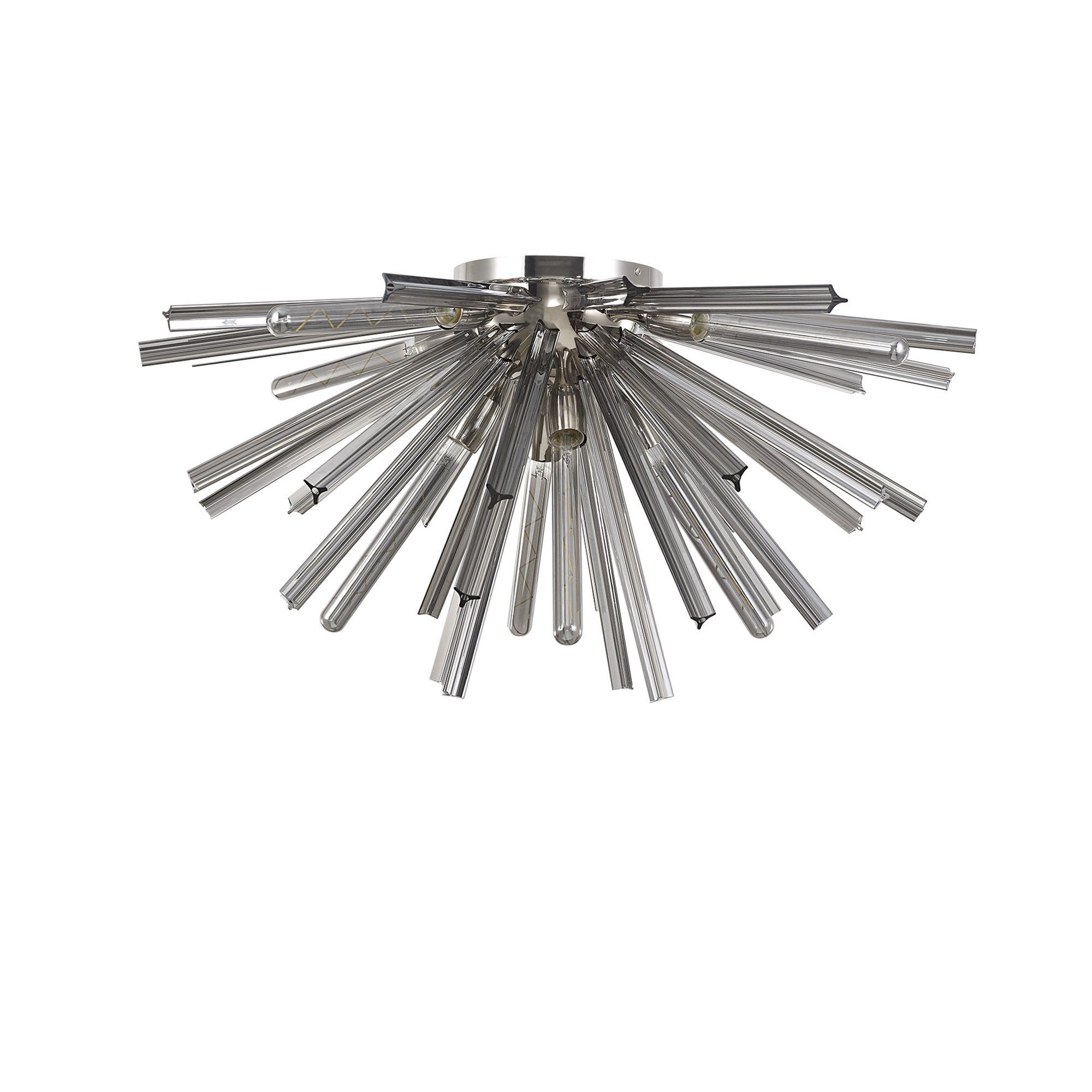 NL85049 Clover 8 Light Semi Flush Polished Nickel / Smoke Glass