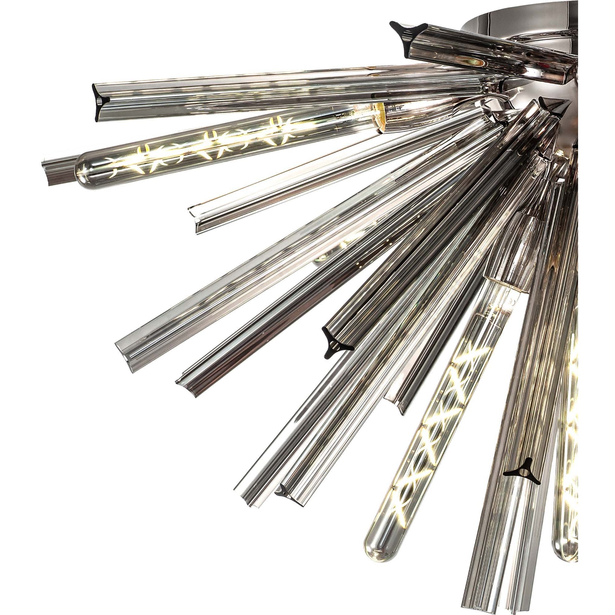 NL85049 Clover 8 Light Semi Flush Polished Nickel / Smoke Glass