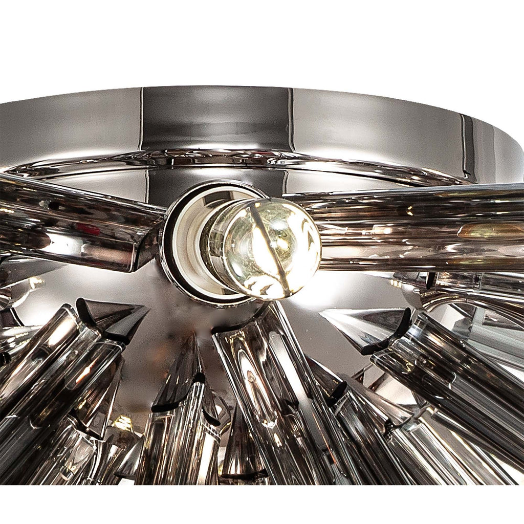 NL85049 Clover 8 Light Semi Flush Polished Nickel / Smoke Glass