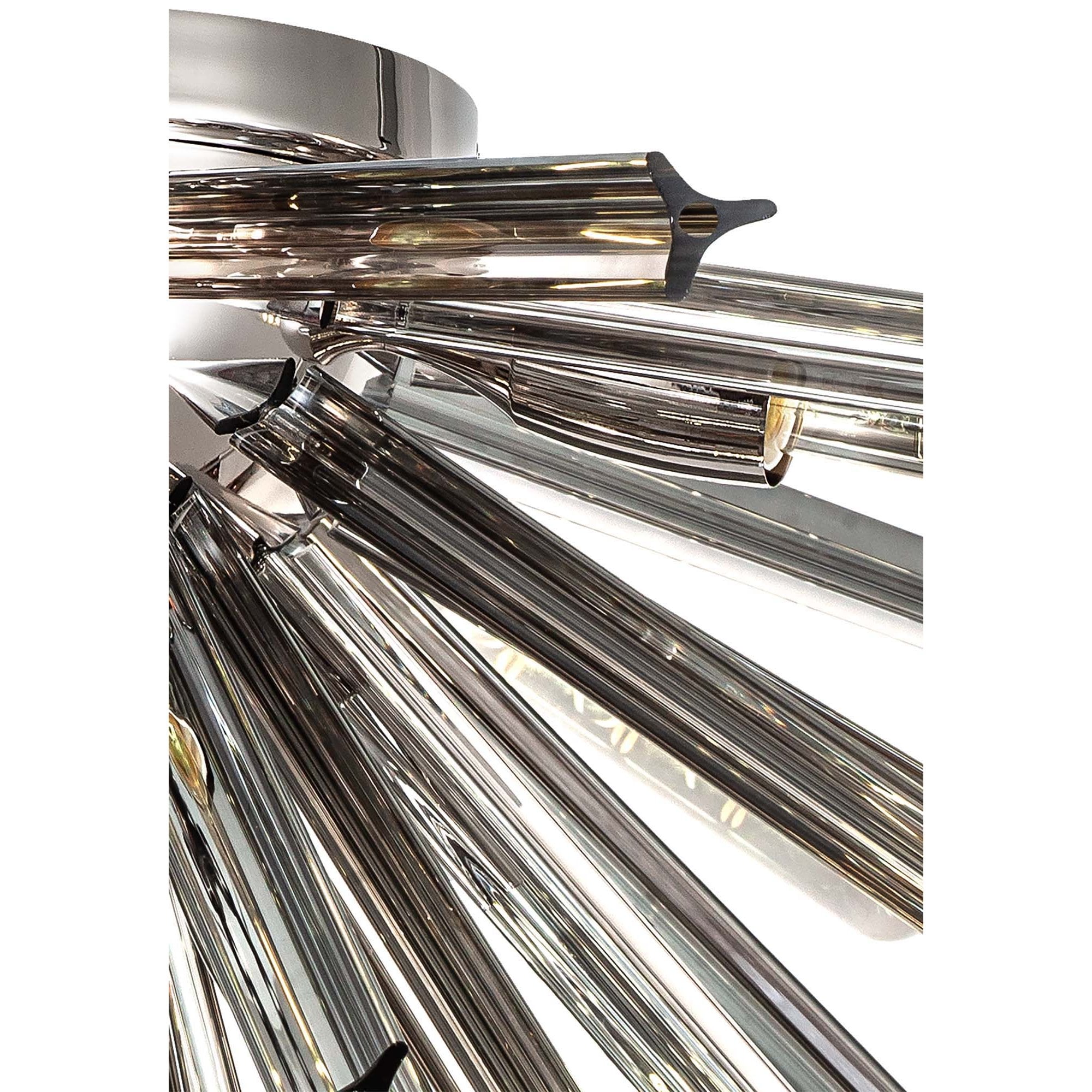 NL85049 Clover 8 Light Semi Flush Polished Nickel / Smoke Glass