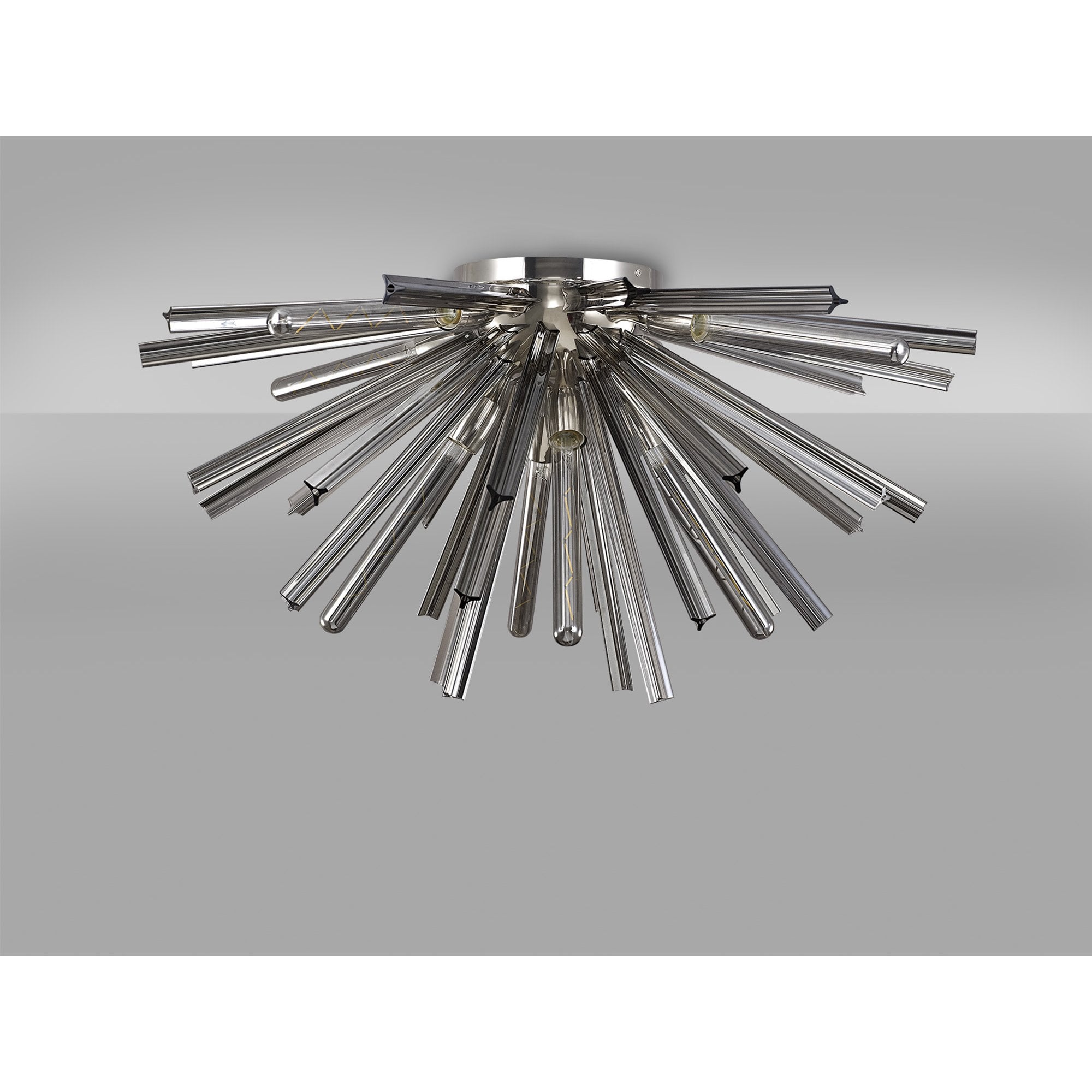 NL85049 Clover 8 Light Semi Flush Polished Nickel / Smoke Glass