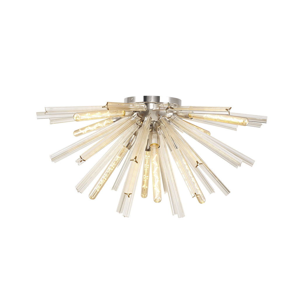 NL85059 Clover 8 Light Semi Flush Polished Nickel / Champagne Gold Glass