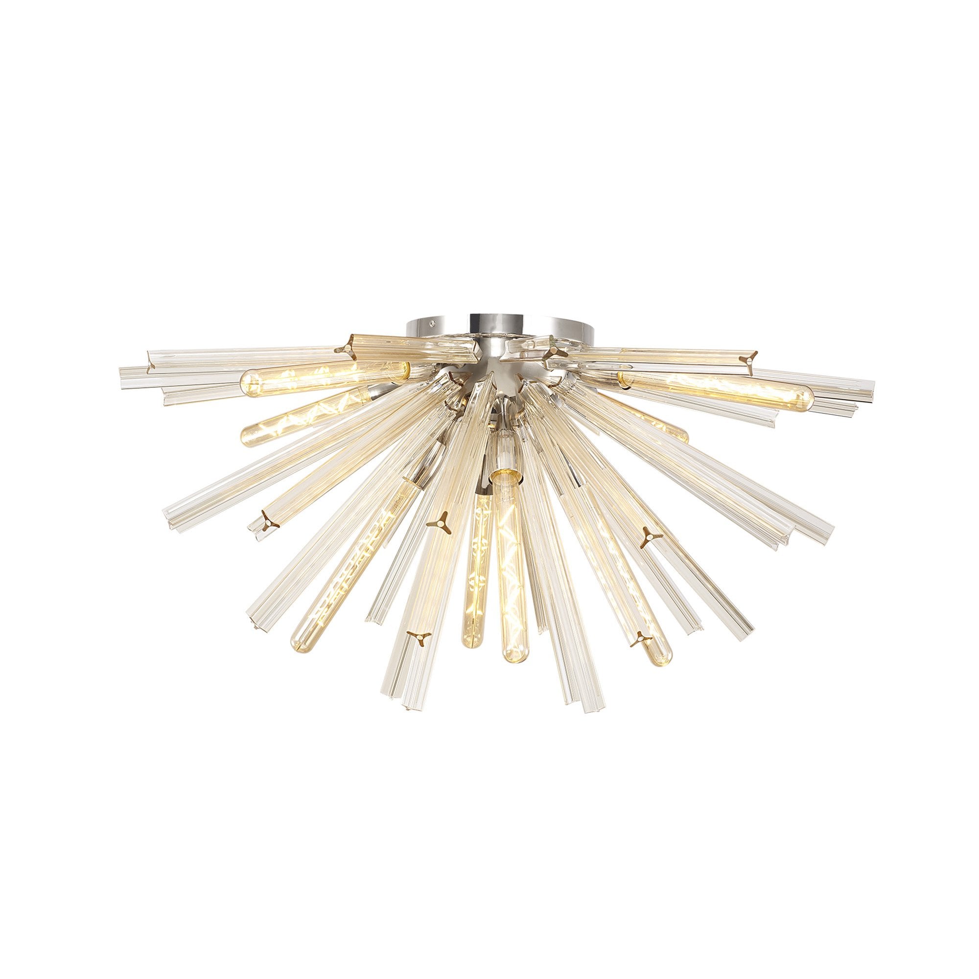NL85059 Clover 8 Light Semi Flush Polished Nickel / Champagne Gold Glass