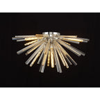 NL85059 Clover 8 Light Semi Flush Polished Nickel / Champagne Gold Glass