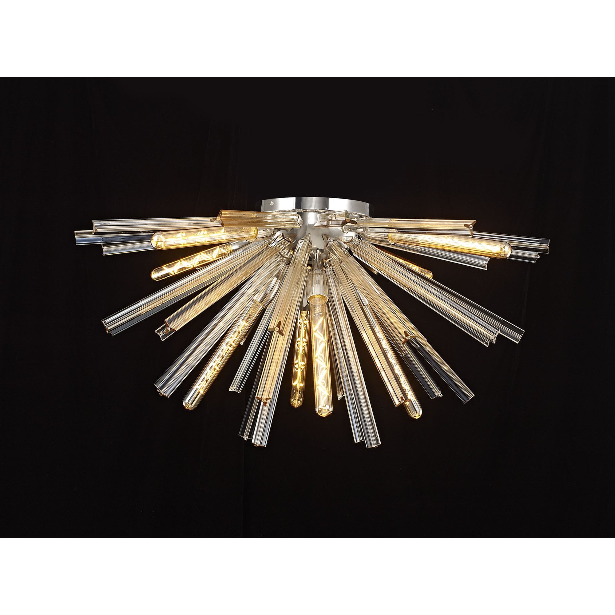 NL85059 Clover 8 Light Semi Flush Polished Nickel / Champagne Gold Glass