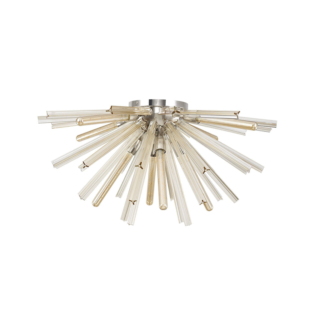 NL85059 Clover 8 Light Semi Flush Polished Nickel / Champagne Gold Glass