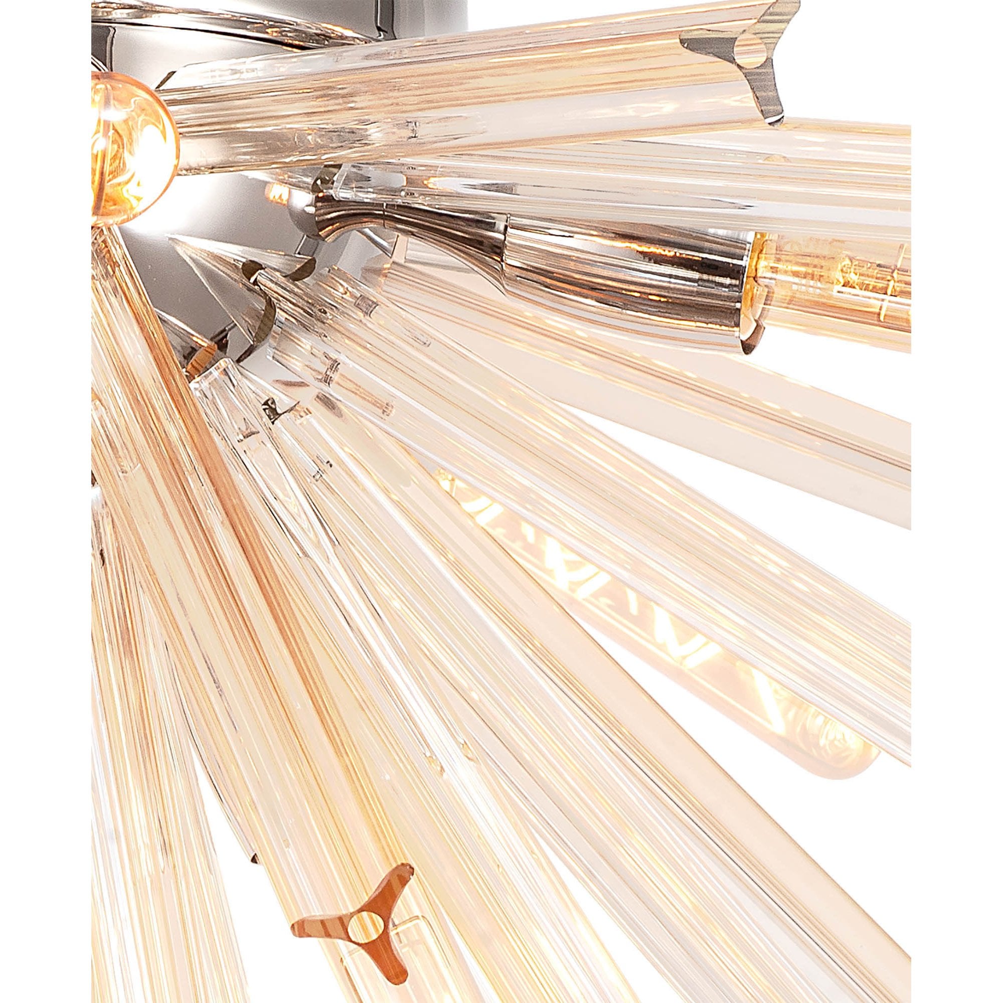 NL85059 Clover 8 Light Semi Flush Polished Nickel / Champagne Gold Glass