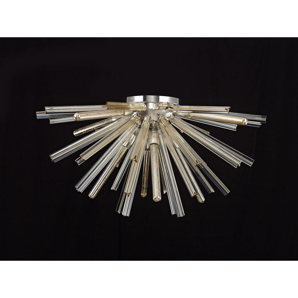 NL85059 Clover 8 Light Semi Flush Polished Nickel / Champagne Gold Glass