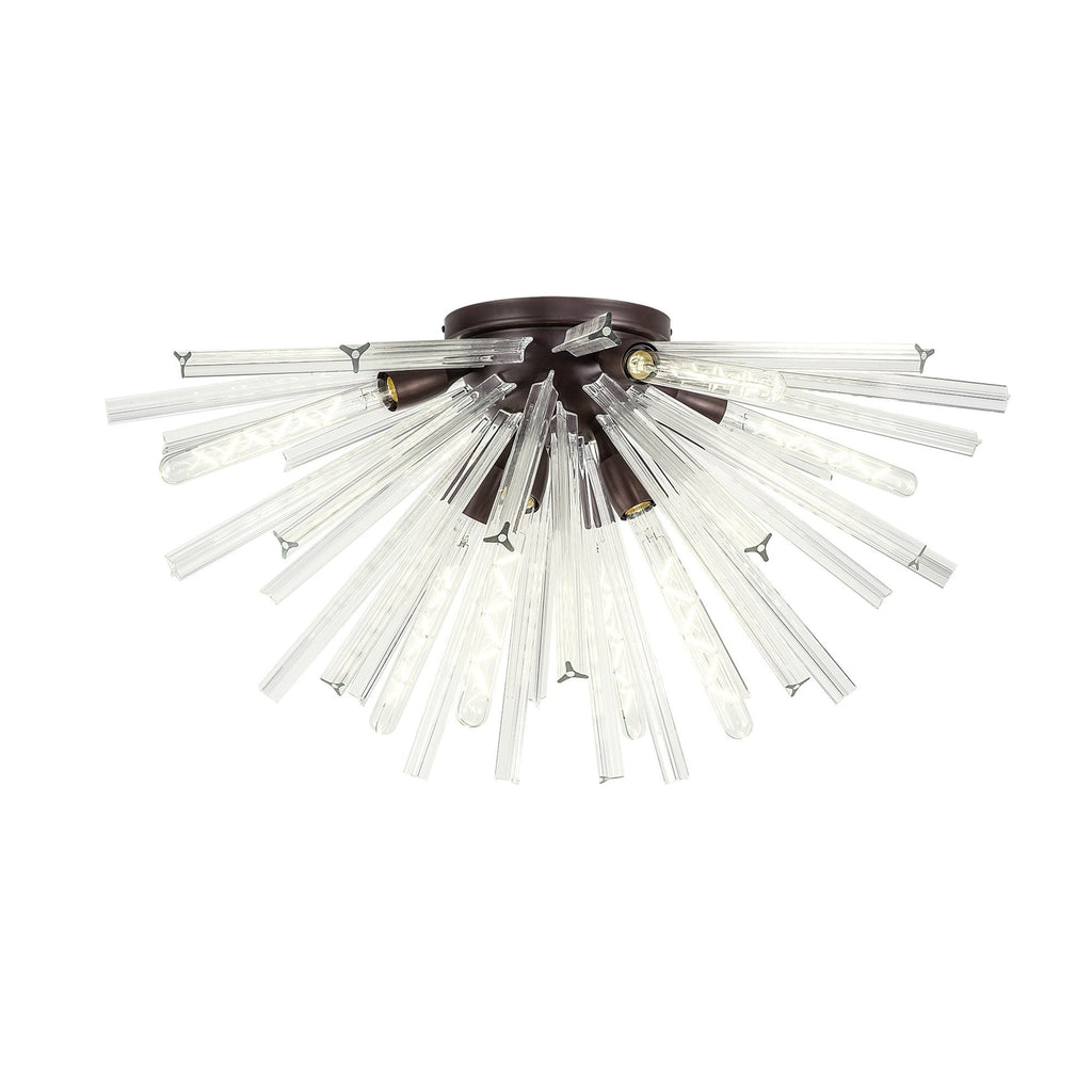 NL85069 Clover 8 Light Semi Flush Brown Oxide / Clear Glass