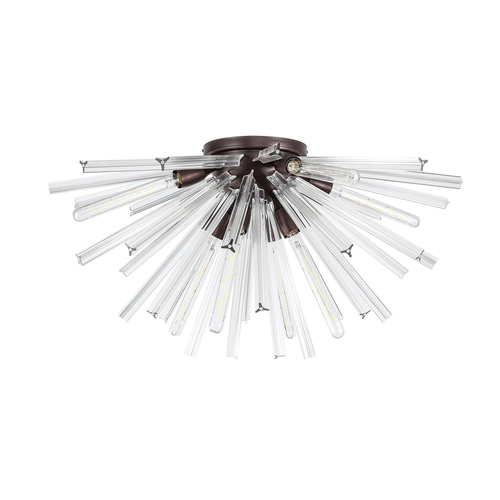 NL85069 Clover 8 Light Semi Flush Brown Oxide / Clear Glass