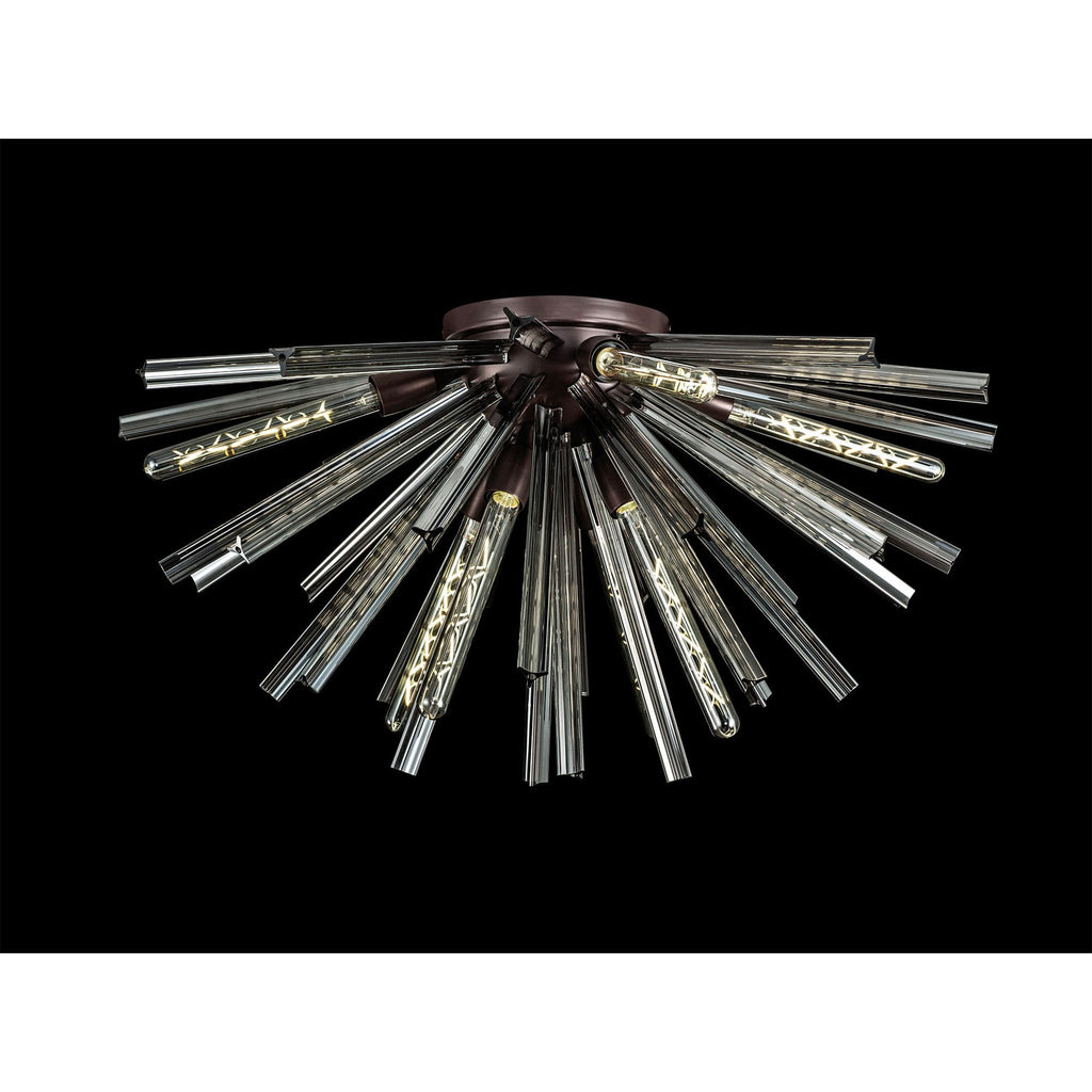 NL85079 Clover 8 Light Semi Flush Brown Oxide / Smoke Glass