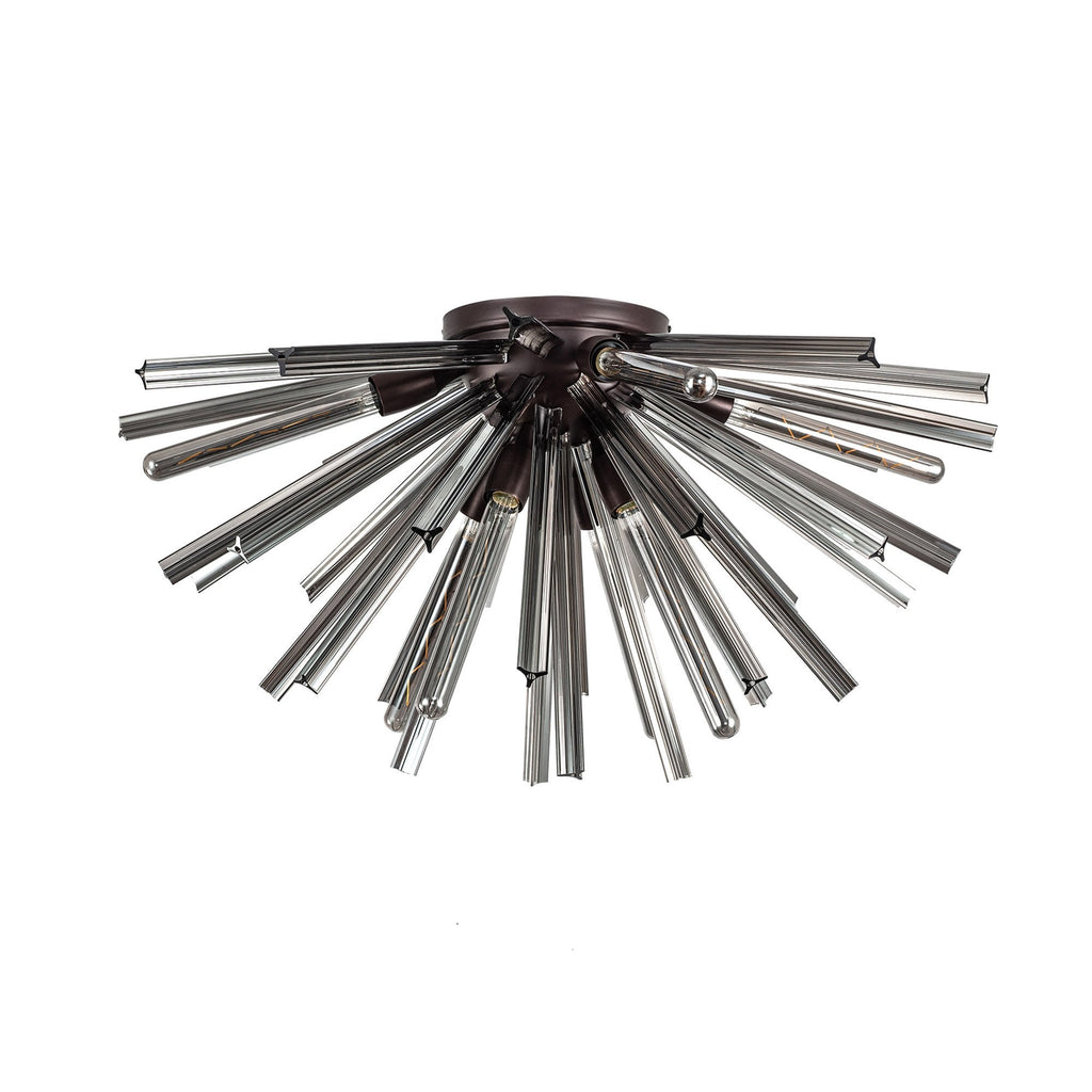 NL85079 Clover 8 Light Semi Flush Brown Oxide / Smoke Glass