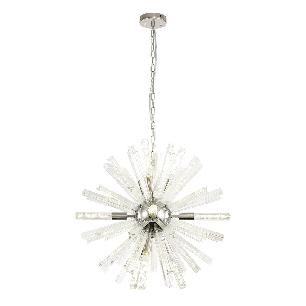 NL85099 Clover 10 Light Round Pendant Polished Nickel / Clear Glass