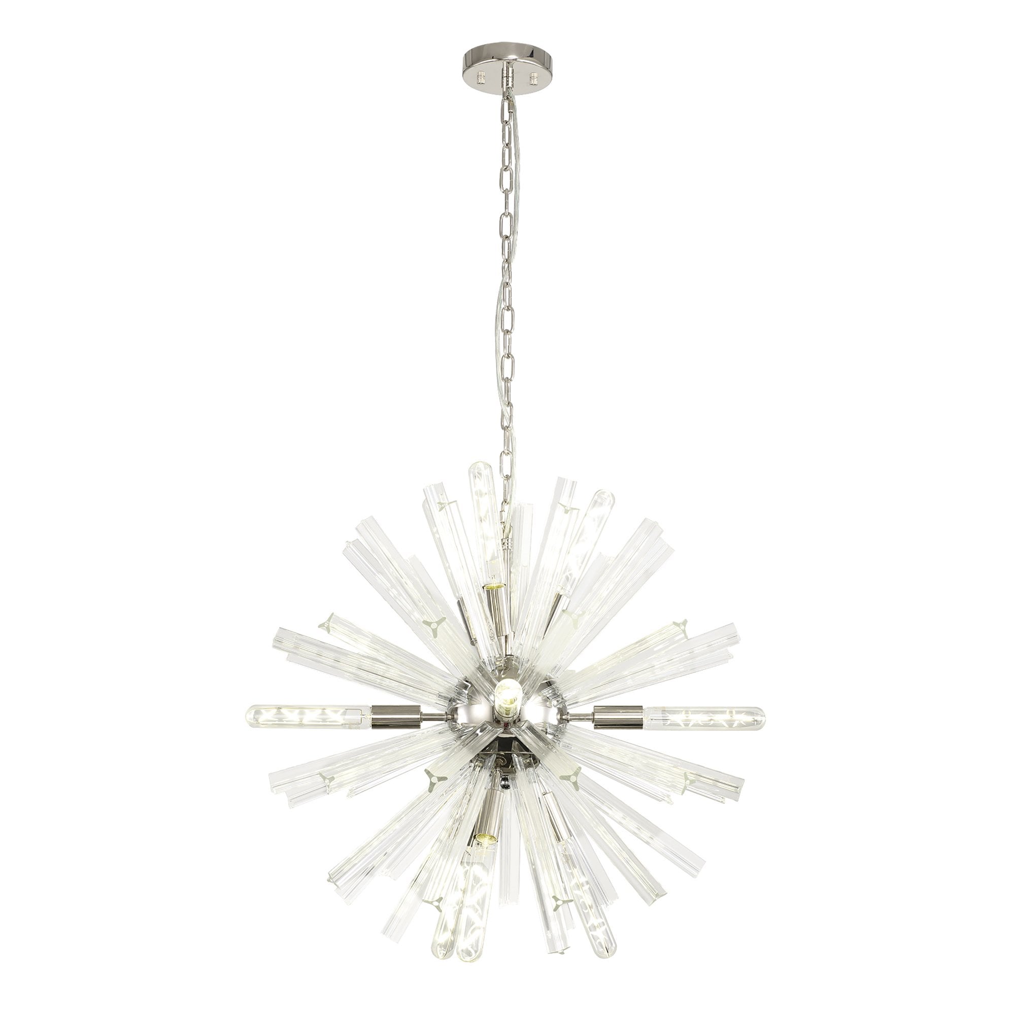 NL85099 Clover 10 Light Round Pendant Polished Nickel / Clear Glass