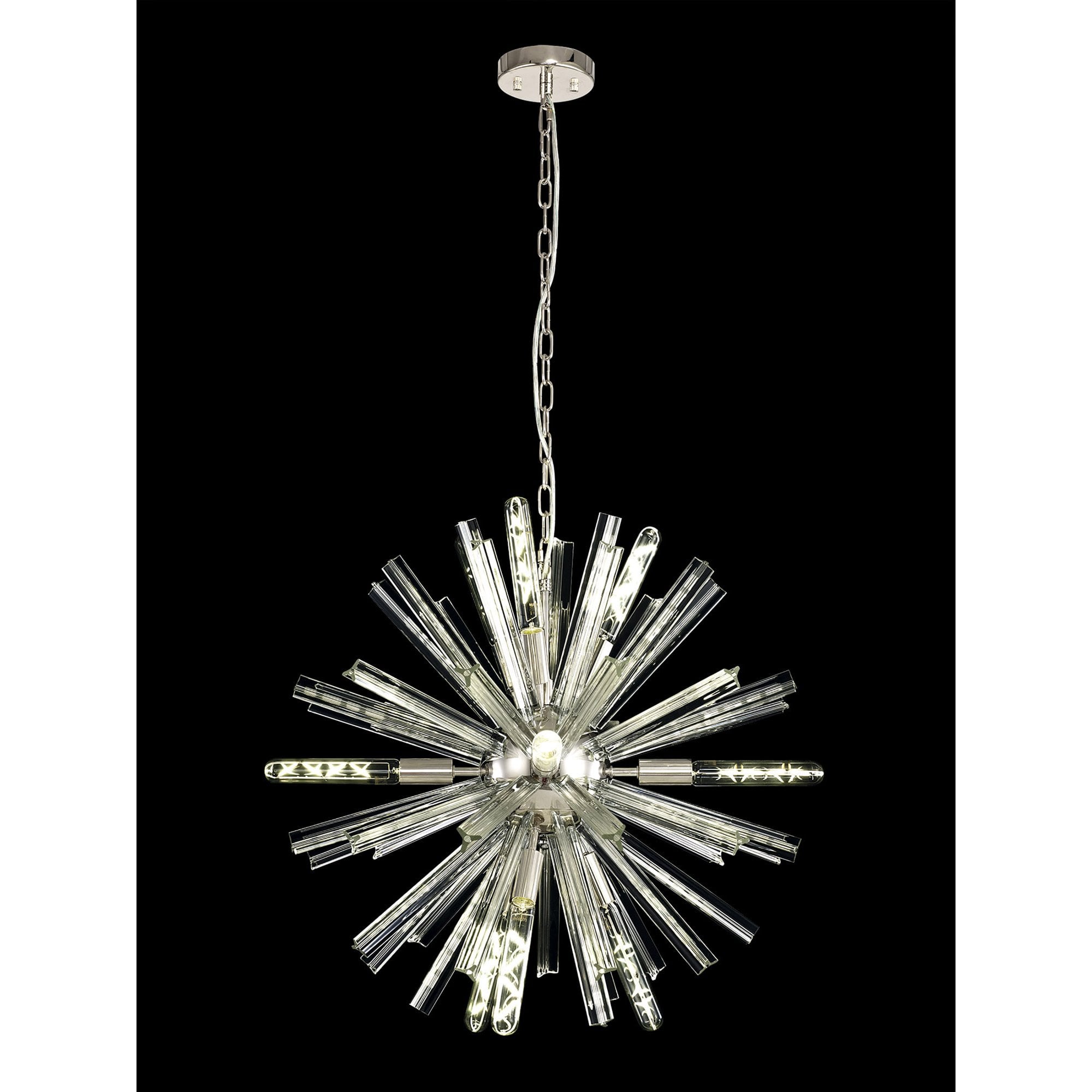 NL85099 Clover 10 Light Round Pendant Polished Nickel / Clear Glass