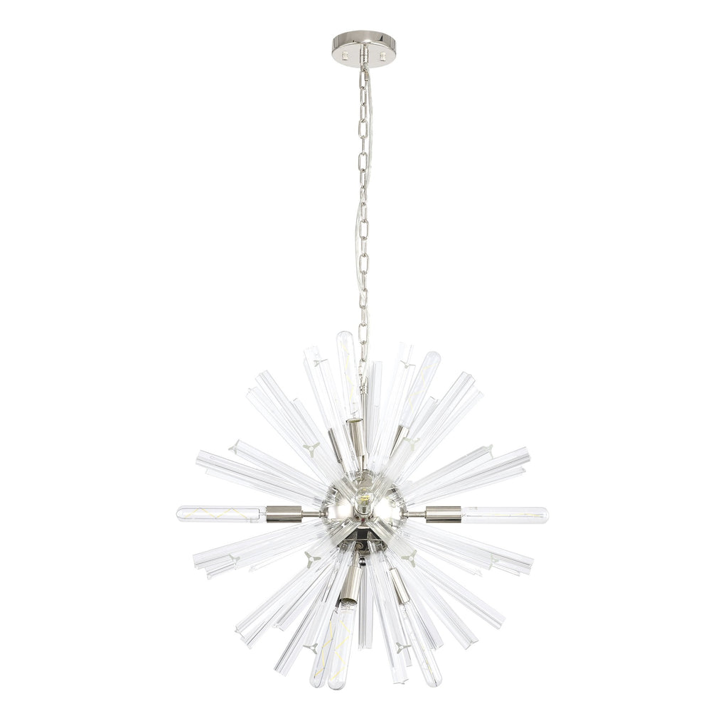NL85099 Clover 10 Light Round Pendant Polished Nickel / Clear Glass