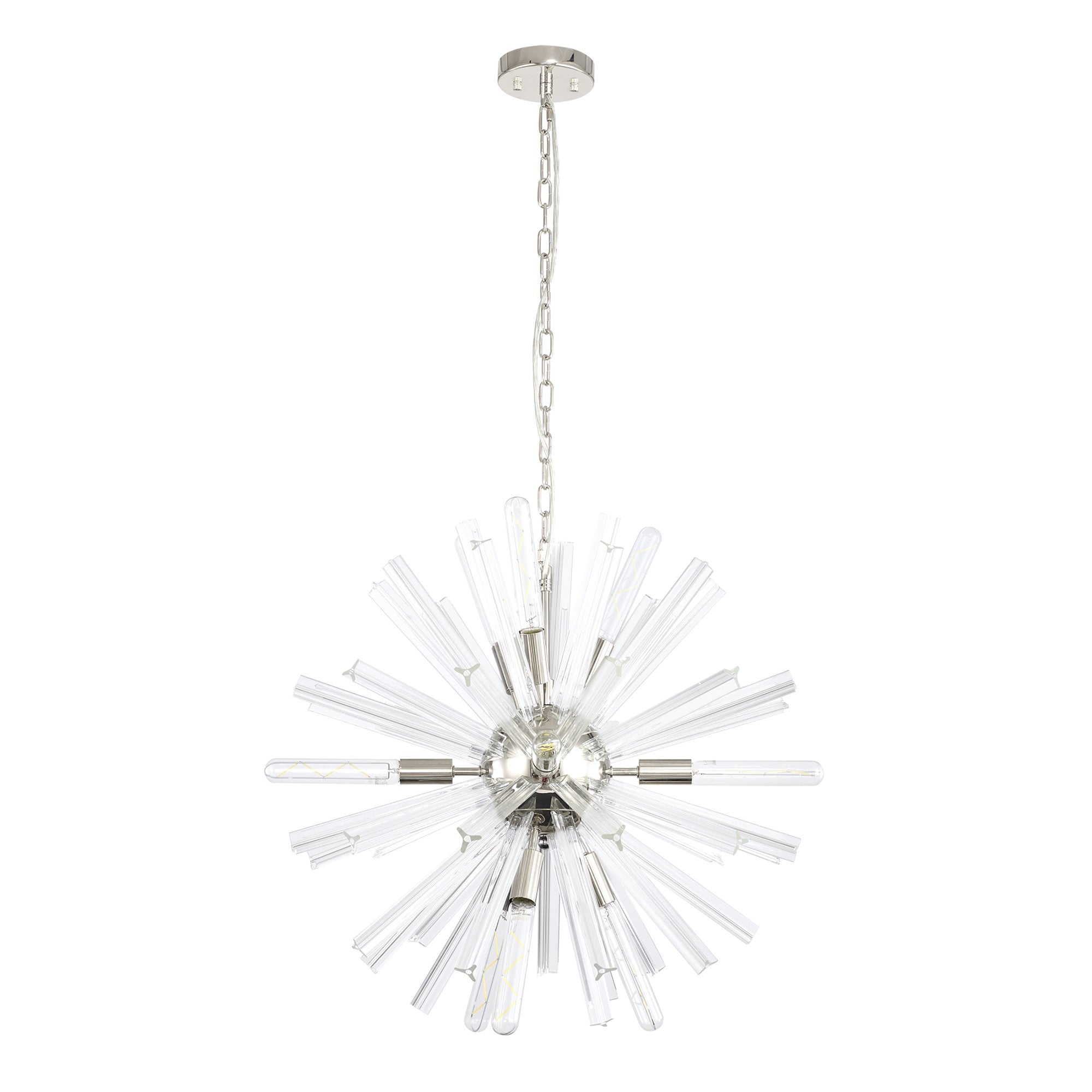 NL85099 Clover 10 Light Round Pendant Polished Nickel / Clear Glass