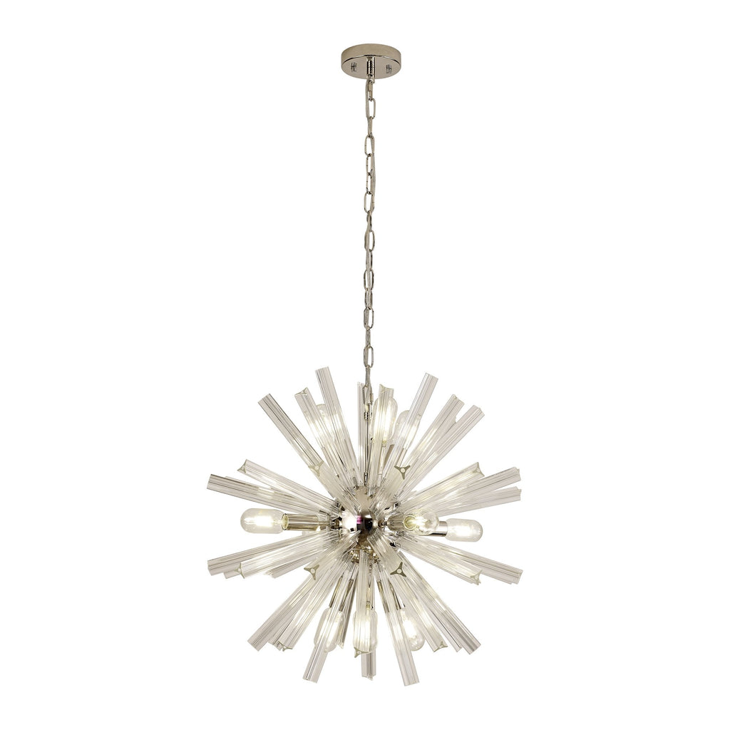 NL85099 Clover 10 Light Round Pendant Polished Nickel / Clear Glass