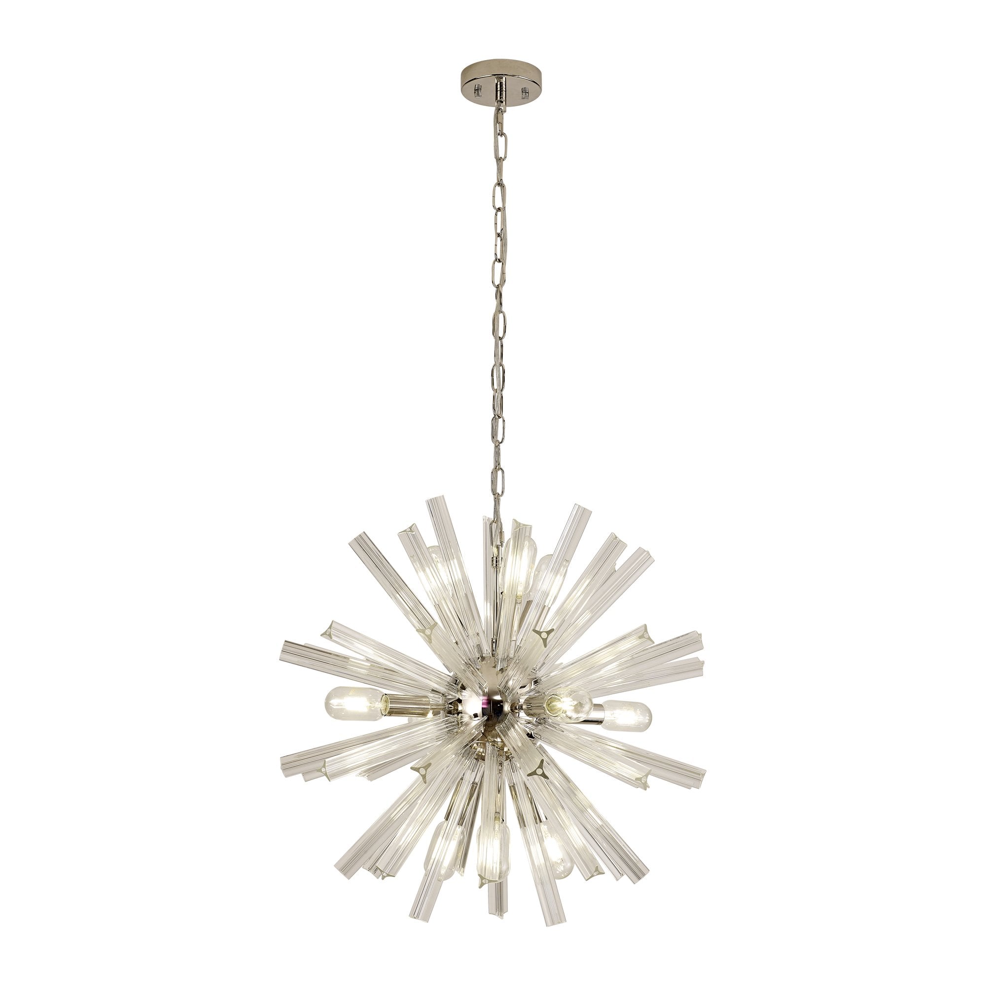 NL85099 Clover 10 Light Round Pendant Polished Nickel / Clear Glass