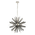 NL85109 Clover 10 Light Round Pendant Polished Nickel / Smoke Glass