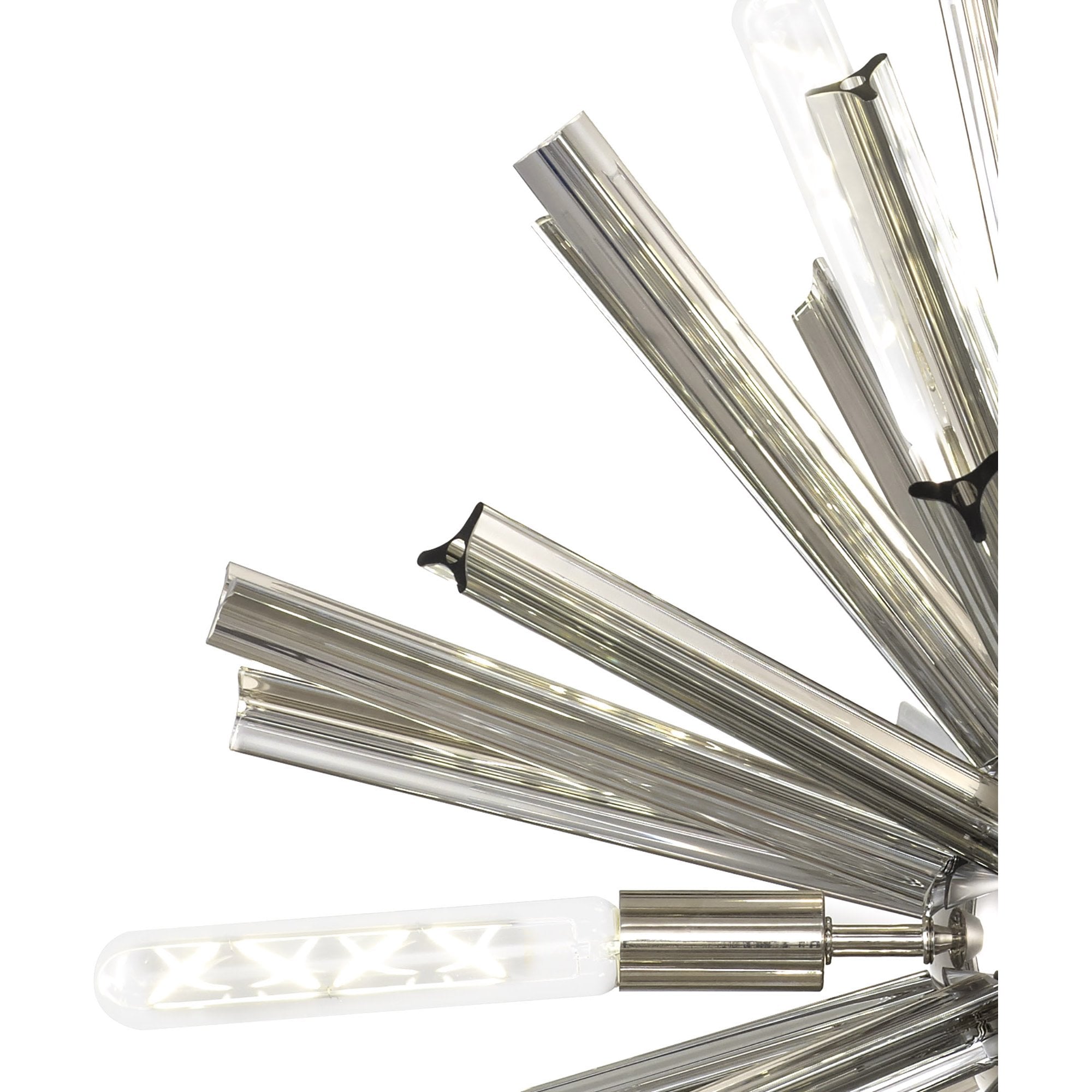 NL85109 Clover 10 Light Round Pendant Polished Nickel / Smoke Glass