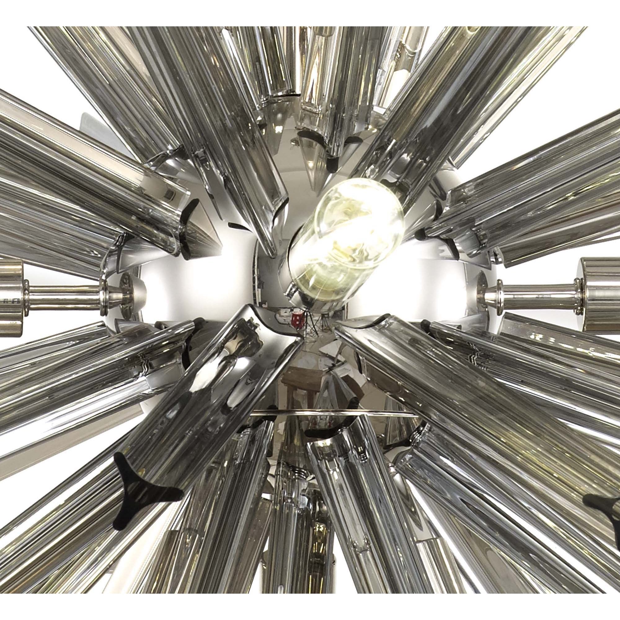 NL85109 Clover 10 Light Round Pendant Polished Nickel / Smoke Glass