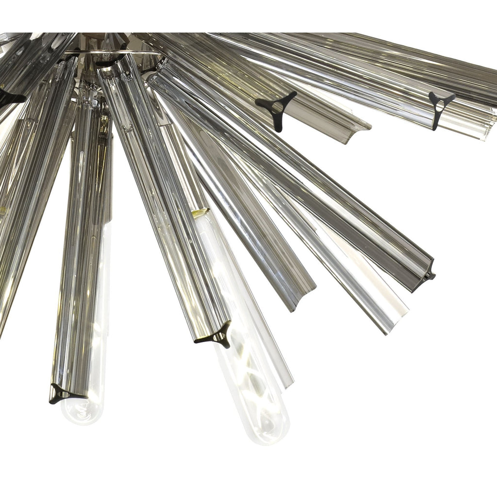 NL85109 Clover 10 Light Round Pendant Polished Nickel / Smoke Glass