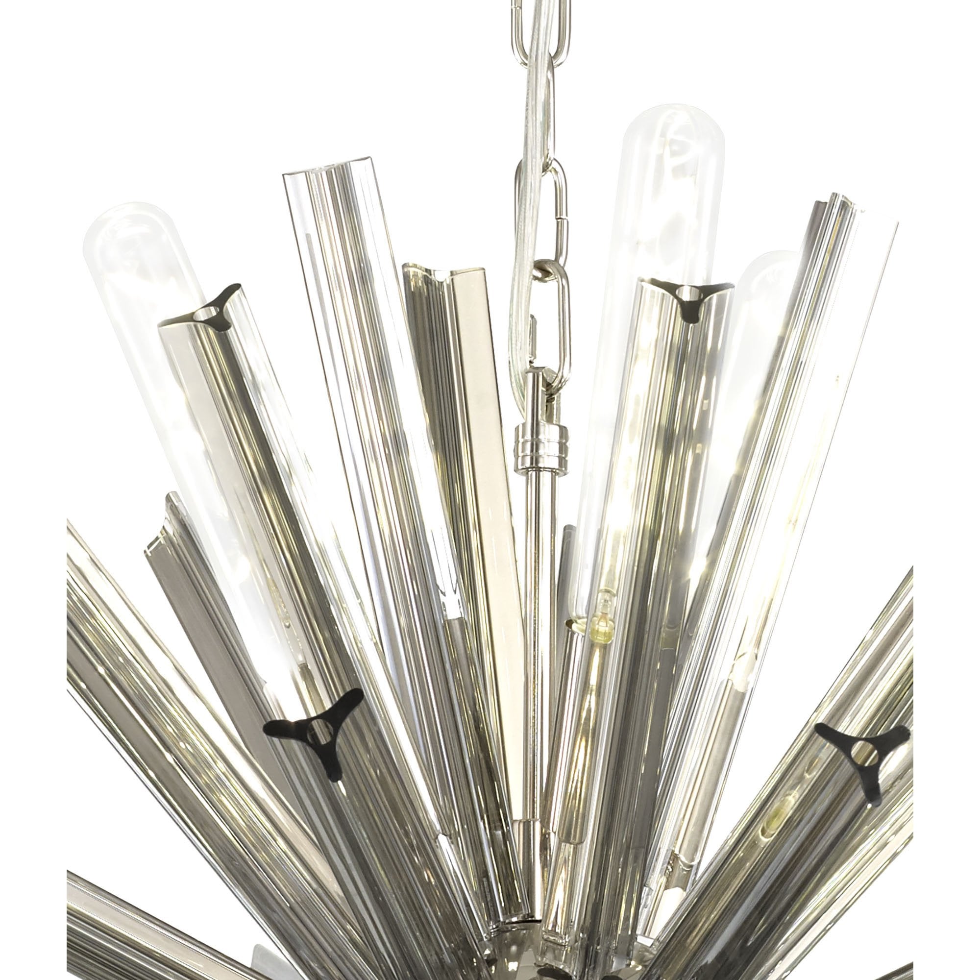 NL85109 Clover 10 Light Round Pendant Polished Nickel / Smoke Glass