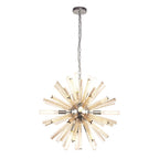 NL85119 Clover 10 Light Round Pendant Polished Nickel / Champagne Gold Glass