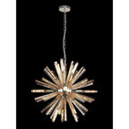 NL85119 Clover 10 Light Round Pendant Polished Nickel / Champagne Gold Glass