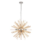 NL85119 Clover 10 Light Round Pendant Polished Nickel / Champagne Gold Glass