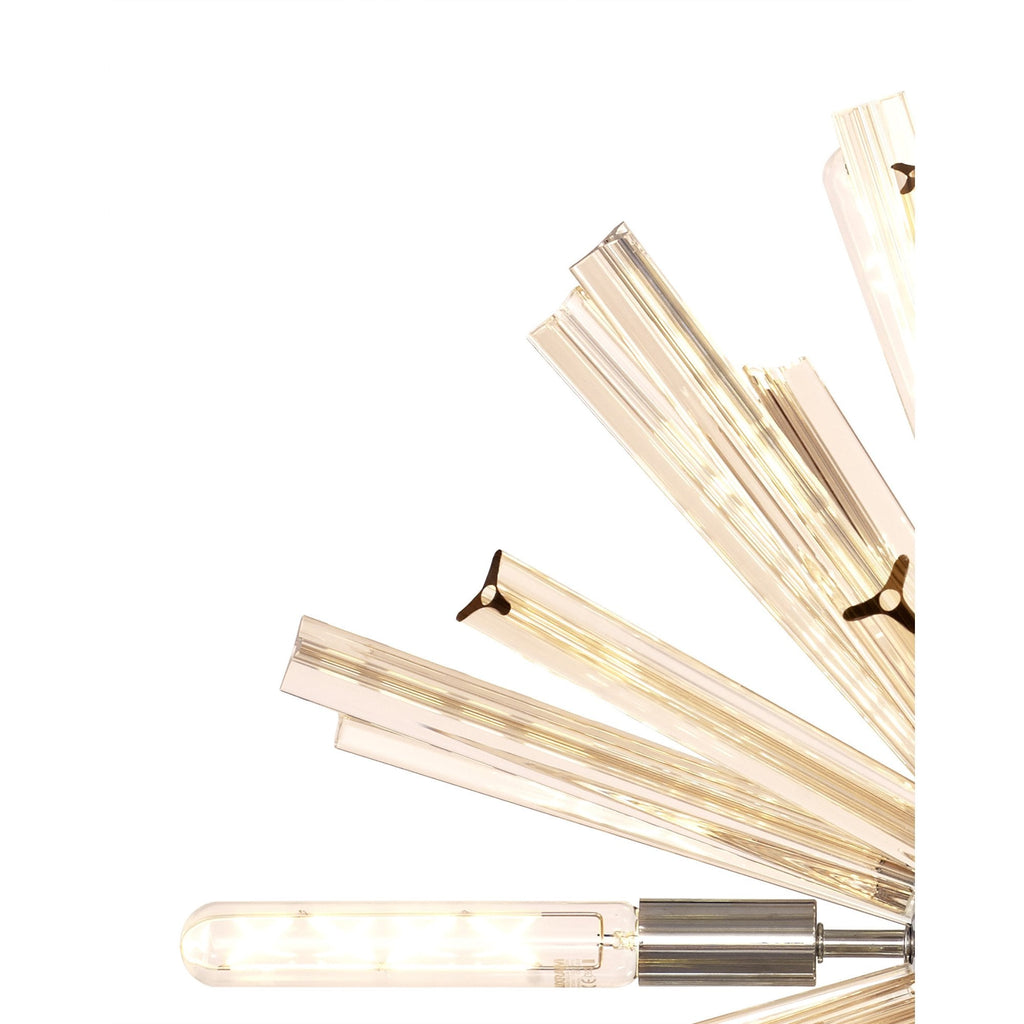 NL85119 Clover 10 Light Round Pendant Polished Nickel / Champagne Gold Glass
