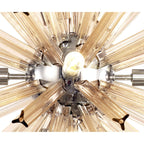 NL85119 Clover 10 Light Round Pendant Polished Nickel / Champagne Gold Glass