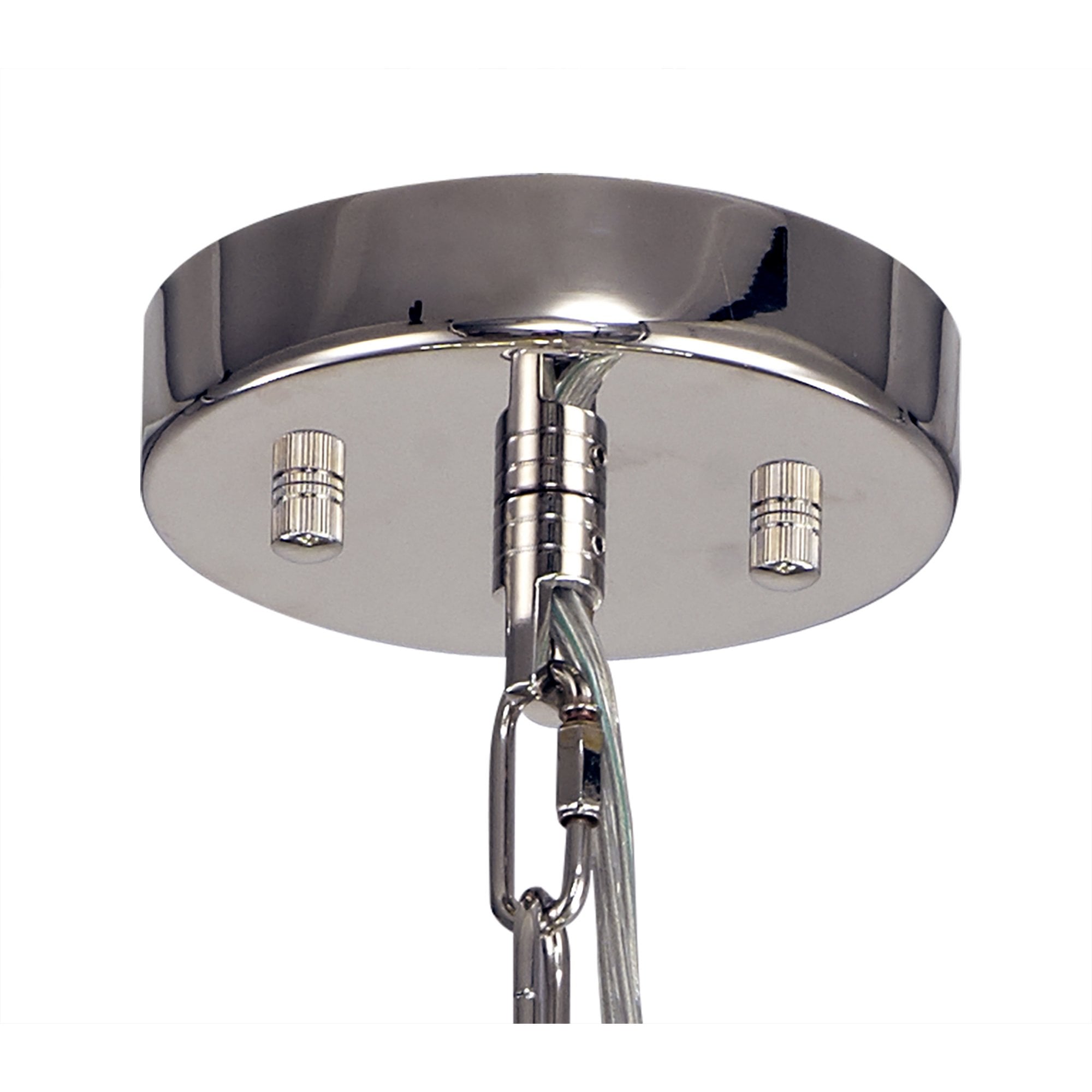 NL85119 Clover 10 Light Round Pendant Polished Nickel / Champagne Gold Glass