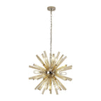 NL85119 Clover 10 Light Round Pendant Polished Nickel / Champagne Gold Glass