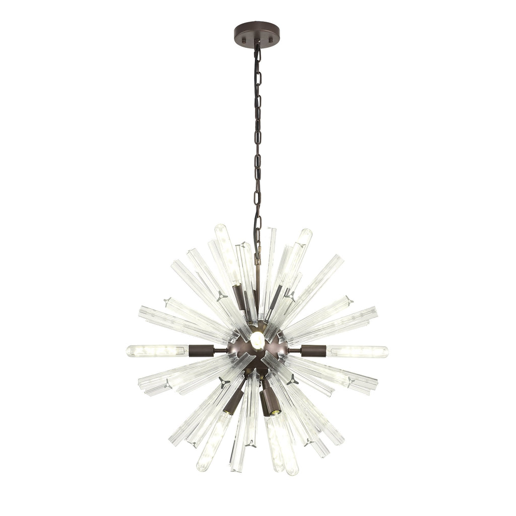 NL85129 Clover 10 Light Round Pendant Brown Oxide / Clear Glass