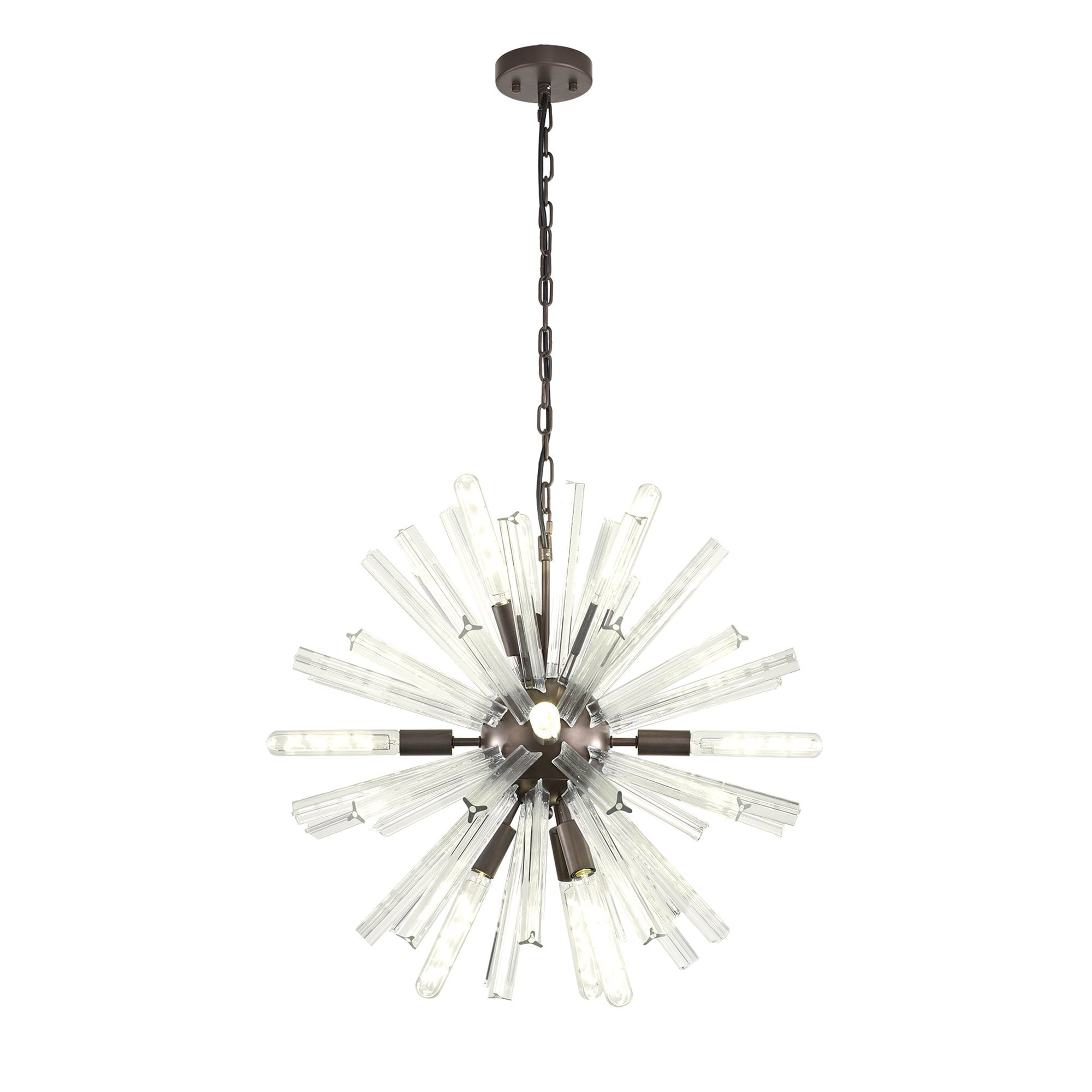 NL85129 Clover 10 Light Round Pendant Brown Oxide / Clear Glass