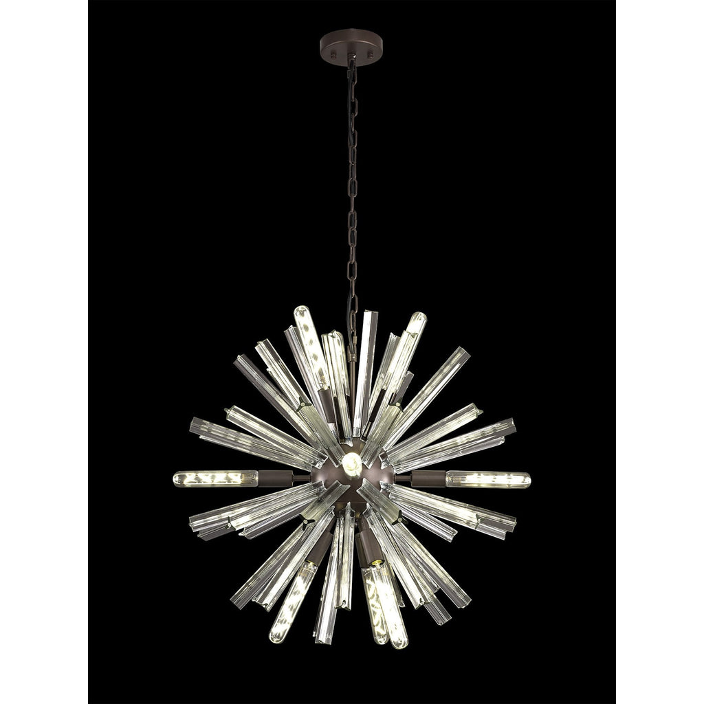NL85129 Clover 10 Light Round Pendant Brown Oxide / Clear Glass
