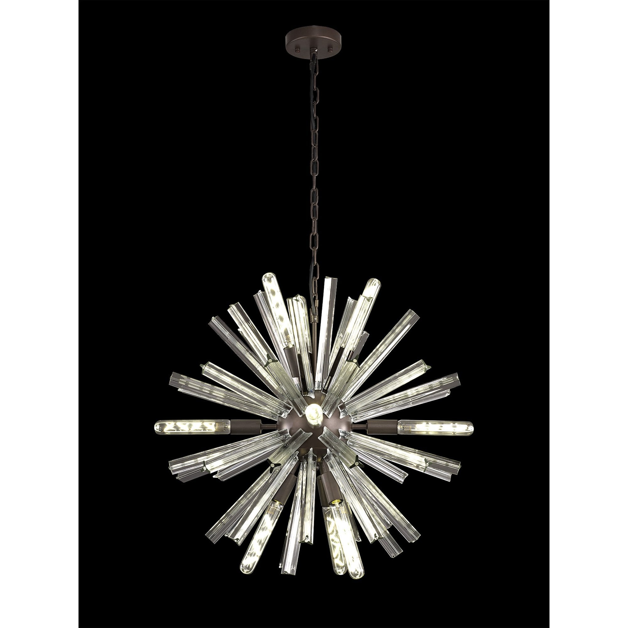 NL85129 Clover 10 Light Round Pendant Brown Oxide / Clear Glass