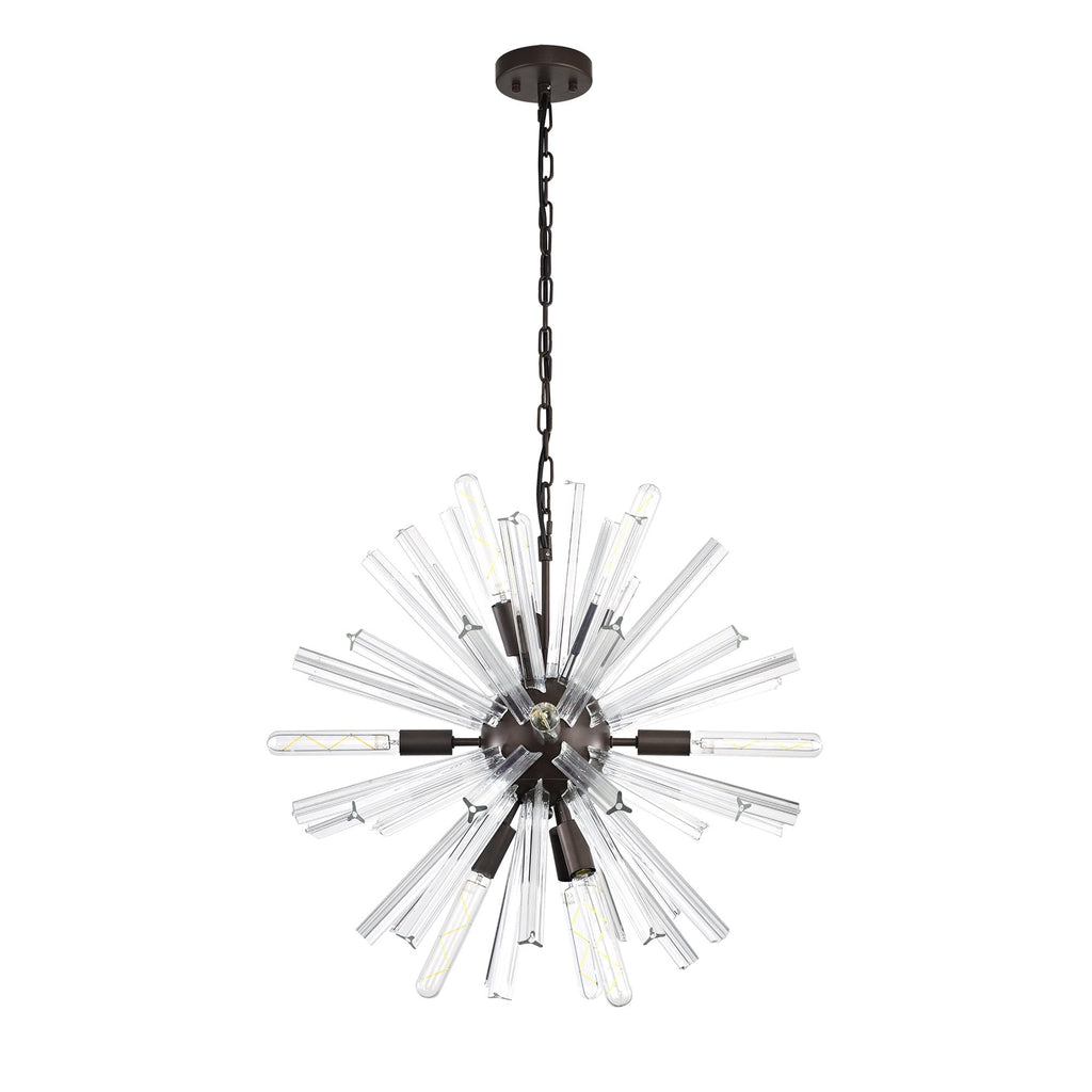 NL85129 Clover 10 Light Round Pendant Brown Oxide / Clear Glass