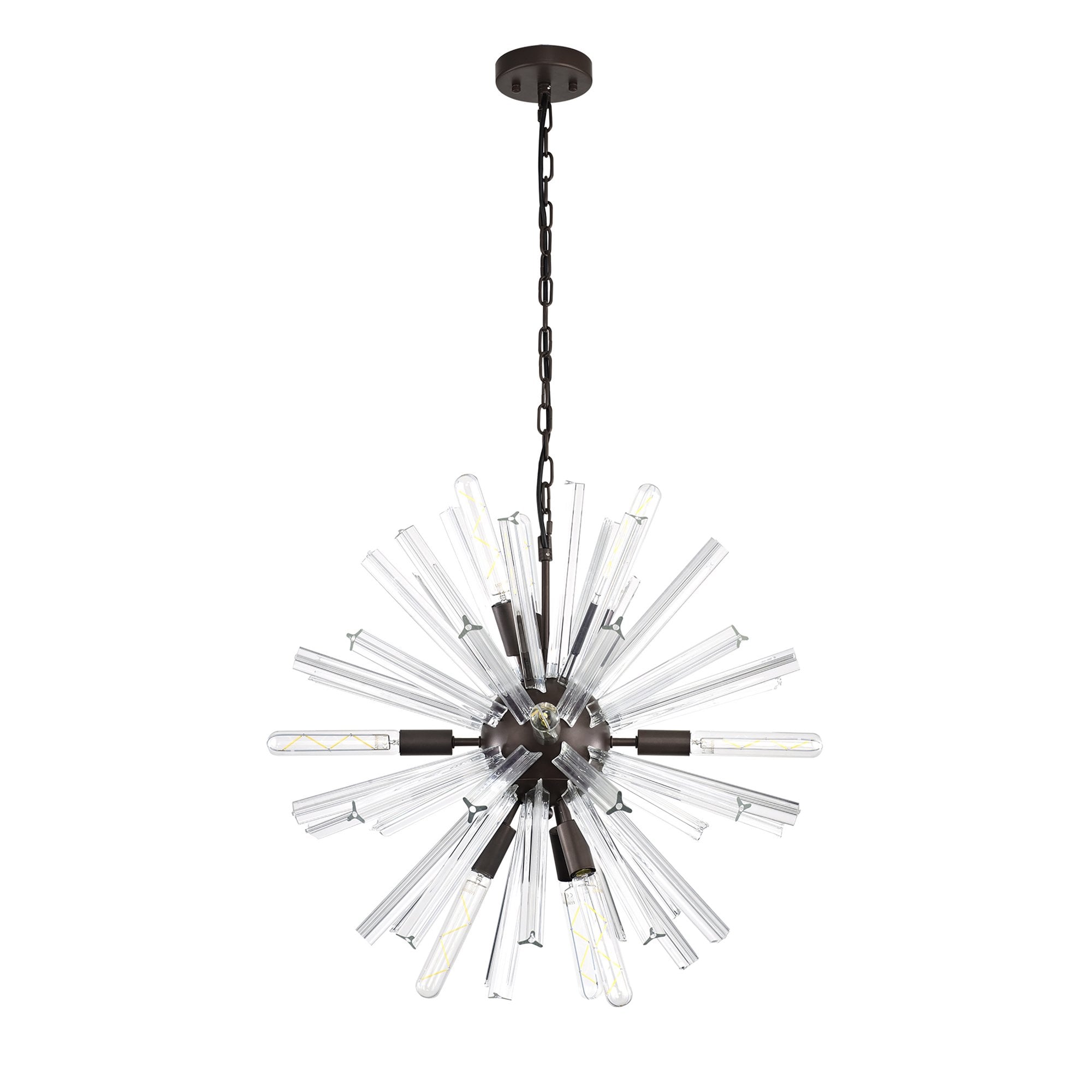 NL85129 Clover 10 Light Round Pendant Brown Oxide / Clear Glass