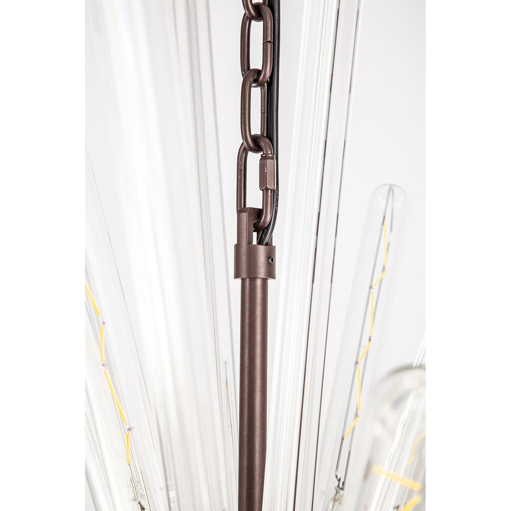 NL85129 Clover 10 Light Round Pendant Brown Oxide / Clear Glass