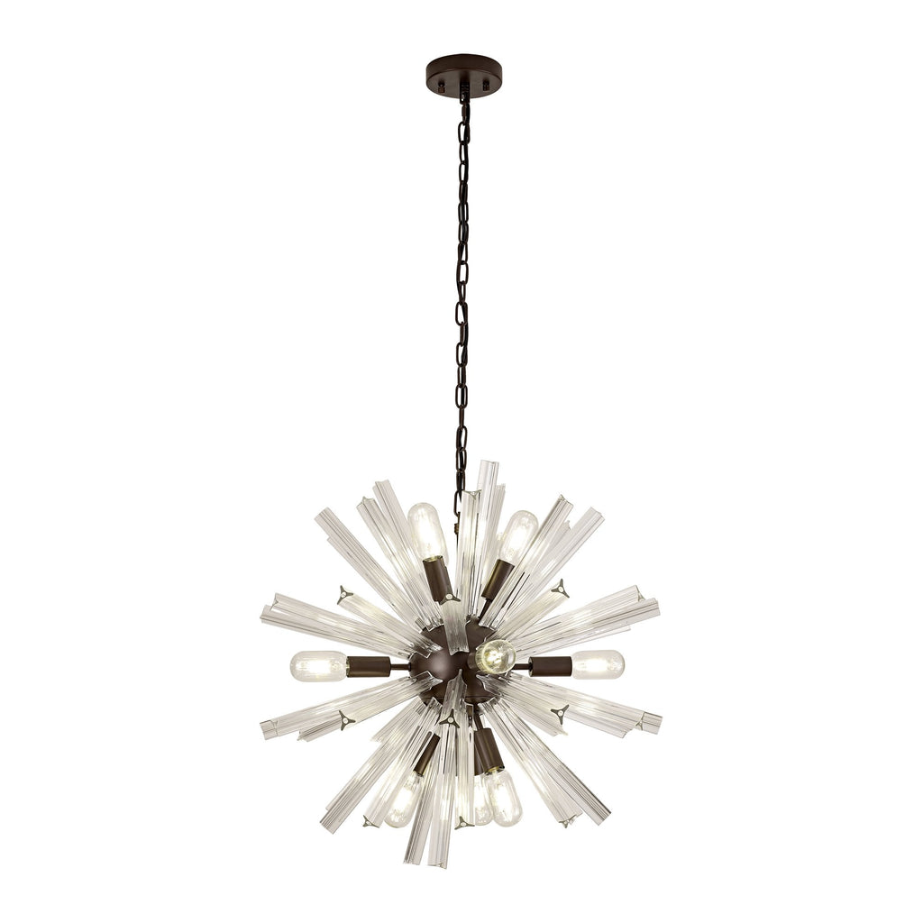 NL85129 Clover 10 Light Round Pendant Brown Oxide / Clear Glass