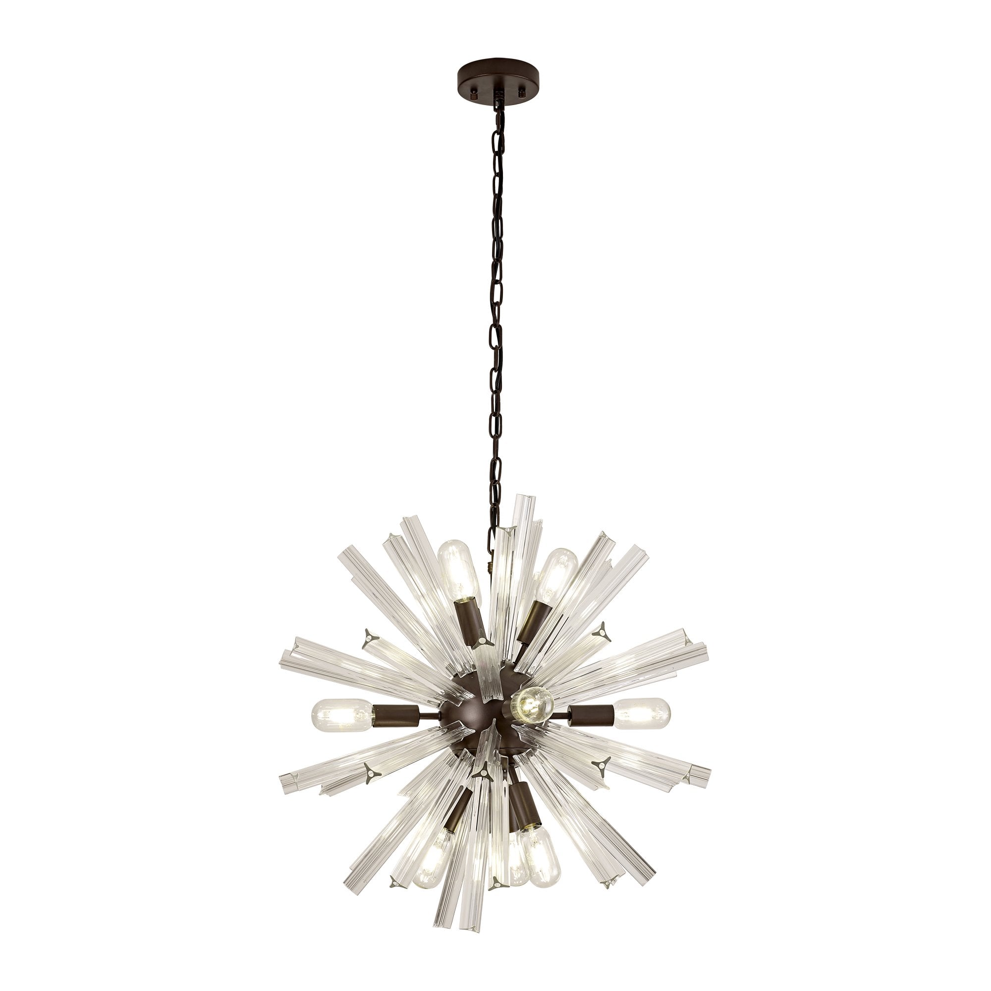 NL85129 Clover 10 Light Round Pendant Brown Oxide / Clear Glass