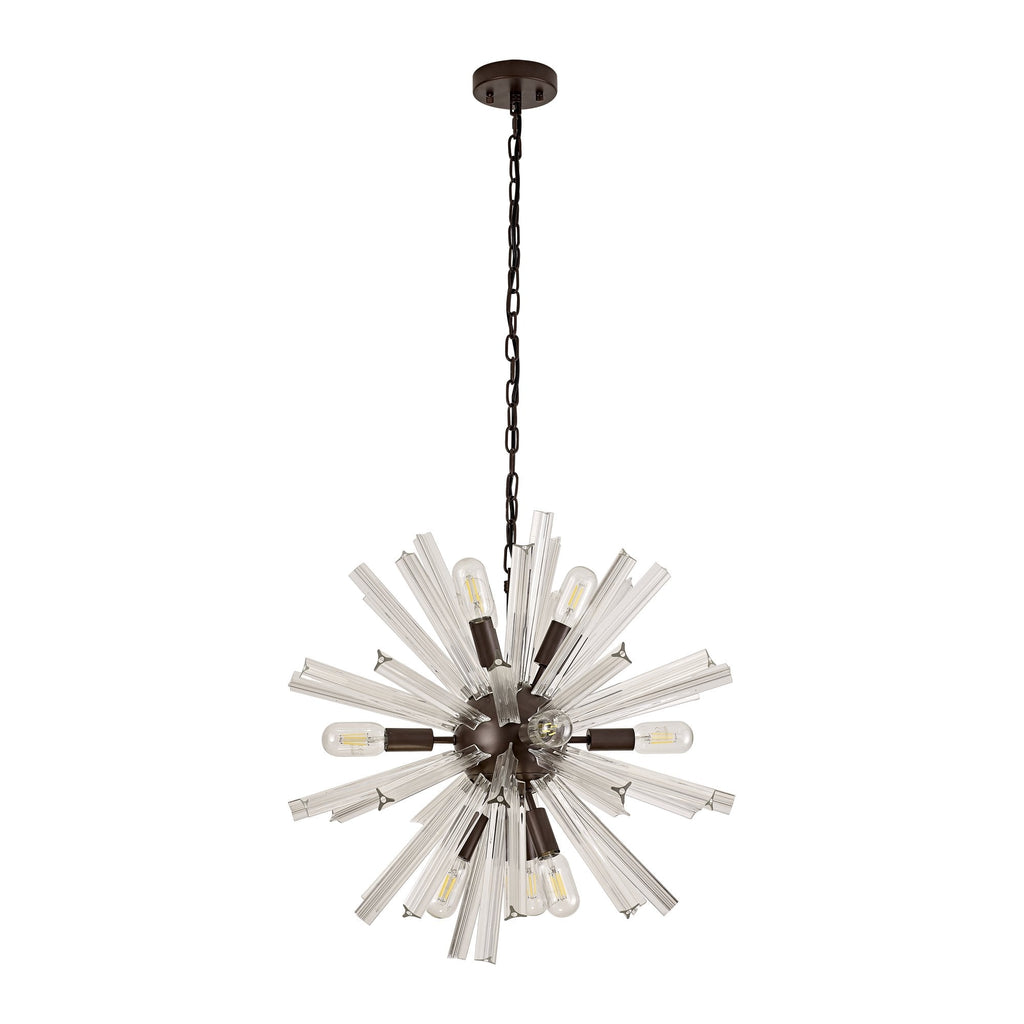 NL85129 Clover 10 Light Round Pendant Brown Oxide / Clear Glass