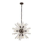 NL85129 Clover 10 Light Round Pendant Brown Oxide / Clear Glass